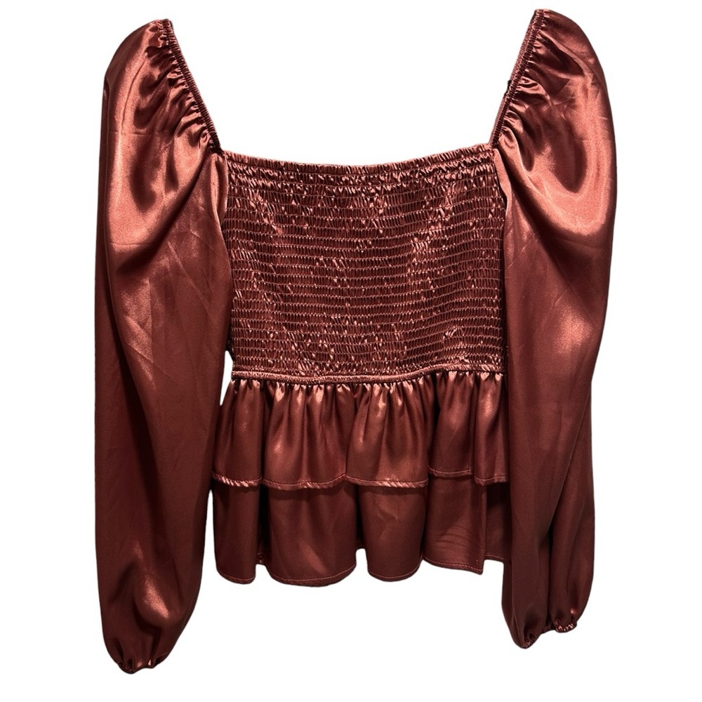 NWT Altar'd State Blush/Rust Smocked Blouse Size Medium - Picture 2 of 6